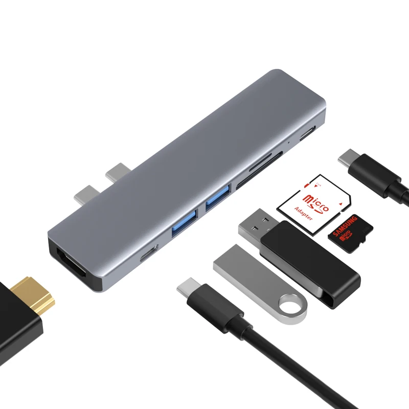 7 in 1 USB C HUB 3.0 Type C 4/7 Port Multi Splitter Adapter OTG USB Power Adapter for Macbook Pro 13 15 Air Mi Pro PC Laptop