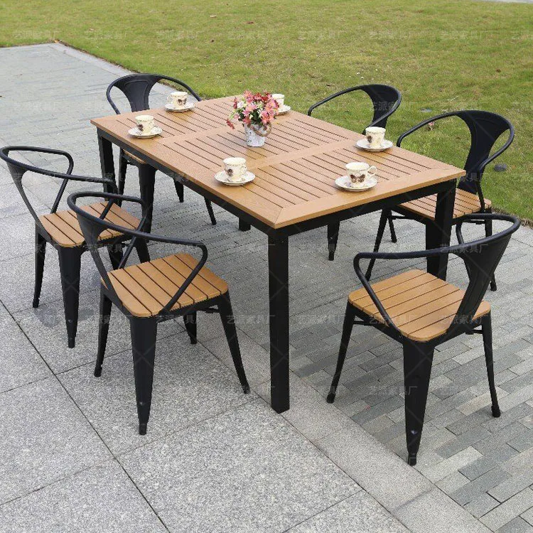 Square Table And 6 Chairs Coffee Shop Table Sets  outdoor  restaurant Dining Set
