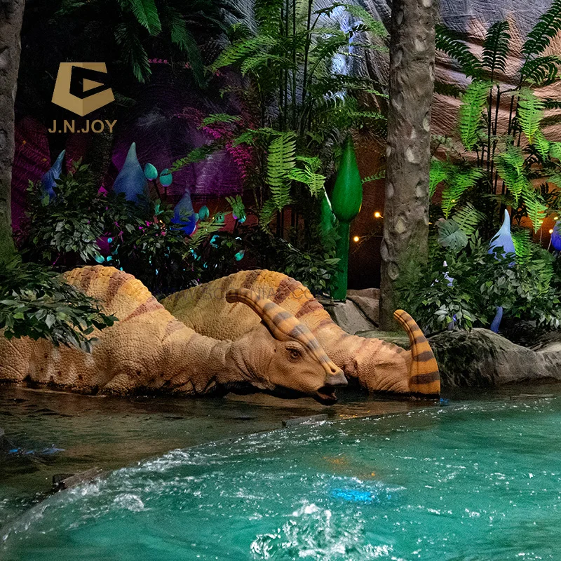 JNZM24 Large Scale Dinosaur Model Lifelike Movement and Sound Simulation Dino Statues for Outdoor Decoration