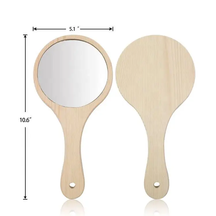 DOCARELIFE Brand Various Large Cosmetics M Handheld Mirror Wooden Hand Mirror Custom Hand Makeup Mirror With Handle
