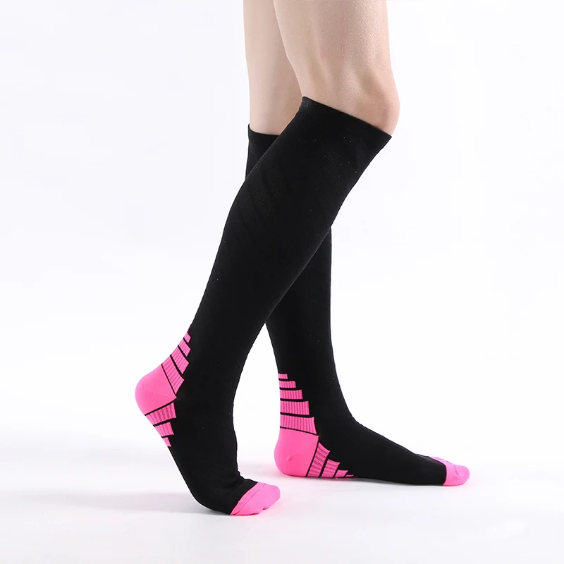Slimming Pink Travel Cycling Bonvolant Long Crew Copper 15-20 Mmhg Compression Socks