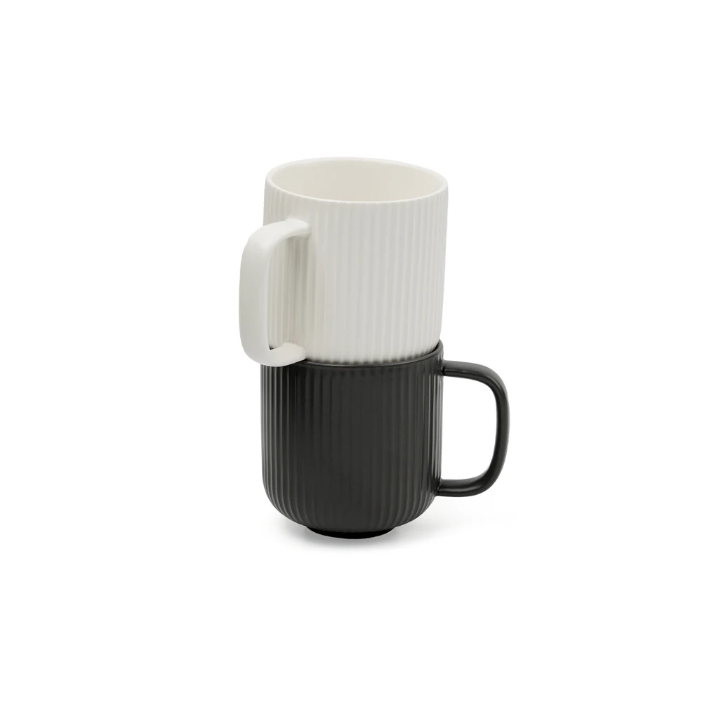Wholesale Bulk In Stock Plain Colored Stripe Porcelain Ceramic Mugs Cup Coffee Mugs with Handle