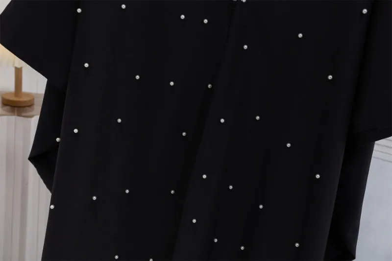 Ethnic Open Front Abaya Long Sleeve Islamic Clothing Loose Beading Maxi Dress Women Jilbabs Dubai Robe Kaftan Muslim Abayas