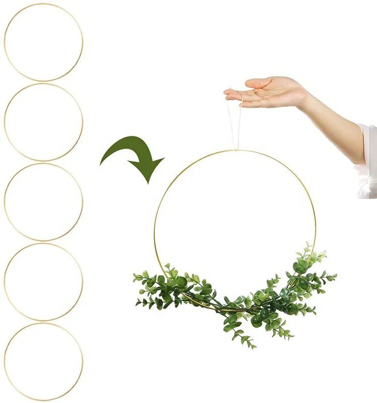 Metal Floral Hoop Wreath Macrame Gold Hoop Rings for DIY Wedding Wreath Decor Dream Catcher and Macrame Wall Hanging Crafts-15cm