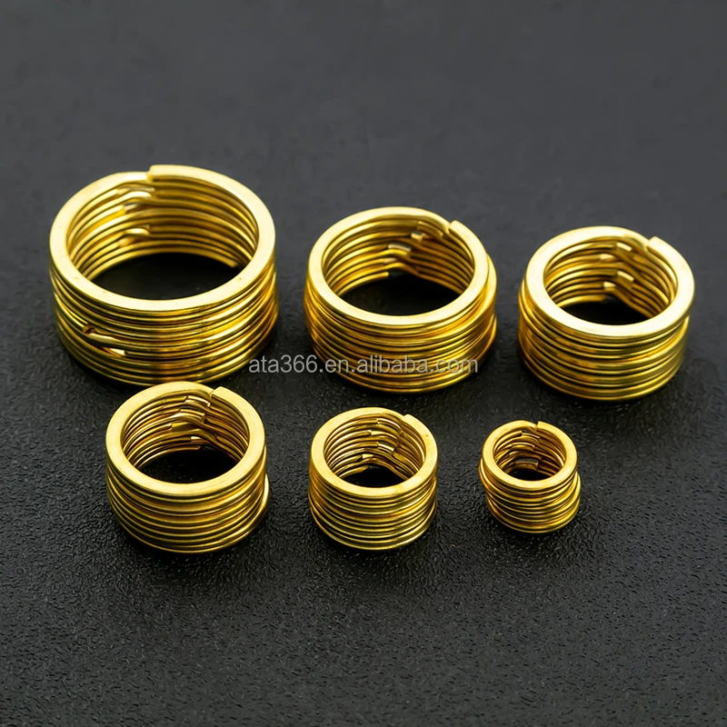 30mm Split Heart Shape Colorful Key Rings 10 Solid Colors Brass Flat Split Ring Key Chain Hook Fob Holder