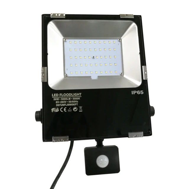 10W 30W 50W 100W Plug-in PIR Sensor Slim Solar LED Flood Lights Outdoor With Bracket