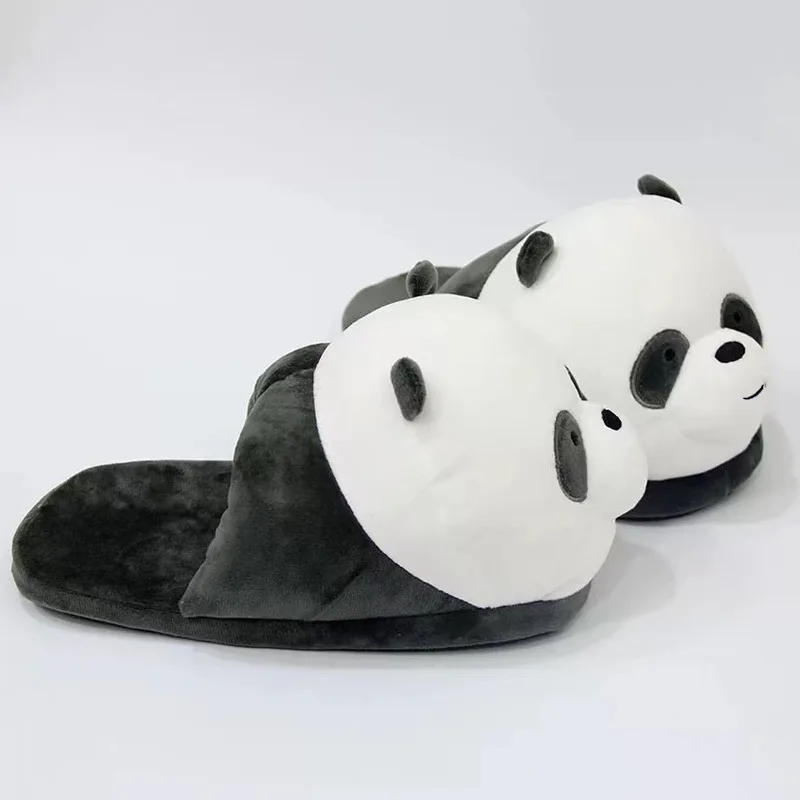 2022 Winter Indoor Panda Women plush Slippers Cute animal slippers Warm Furry Shoes for bedroom for adult