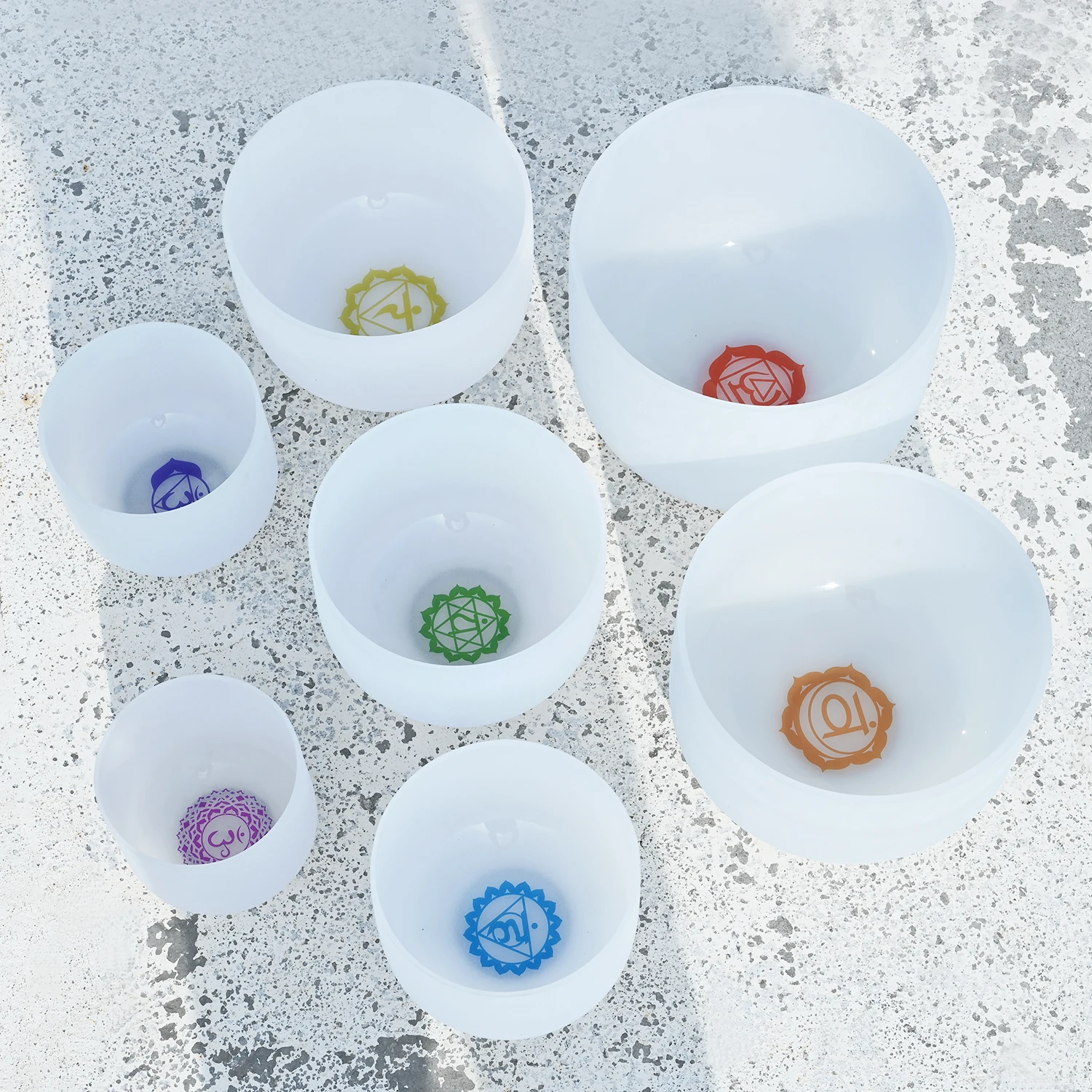 SUCCESS Chakra Frosted White Quartz Crystal Singing Bowl Sound Healing And Medit Singing Bowl Set