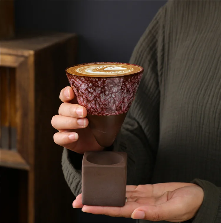 Top SelleSeaygift Ceramic  Retro Coffee Cup Mug Pottery Creative Cross-border Cup Funnel Ceramic Cup Japanese Coarse Pottery Mug