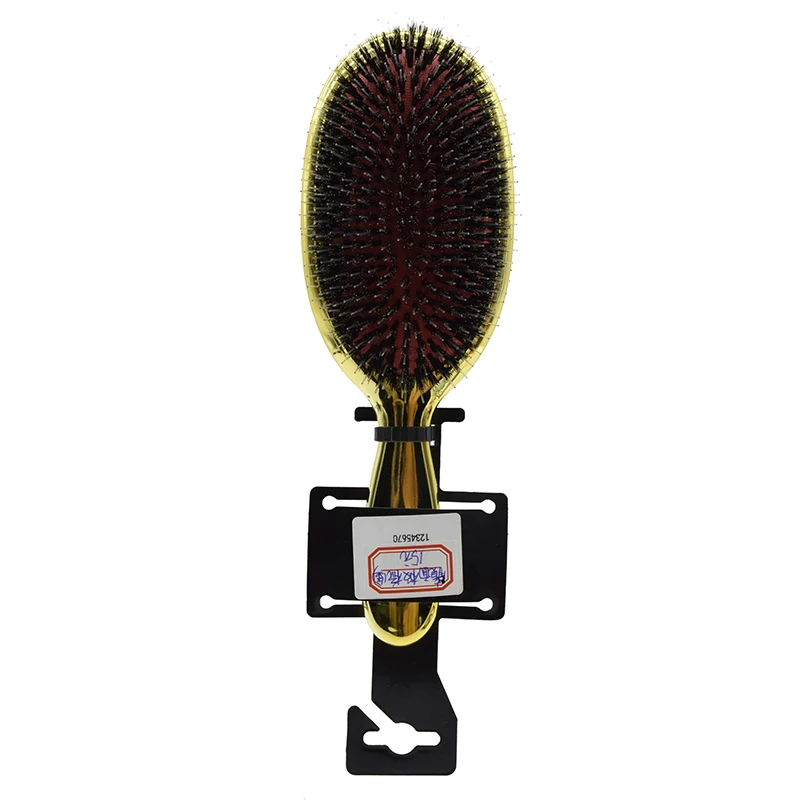 Large Flat Hairdressing Anti Static Massage Detangling Plastic Handle Nylon Boar Bristles Hair Paddle Brush