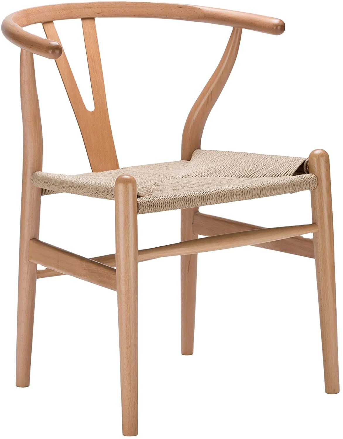 North European Style Aesthetic Woven Paper Cord Rattan Teak Wood Wishbone Chair Wood Dining Chair