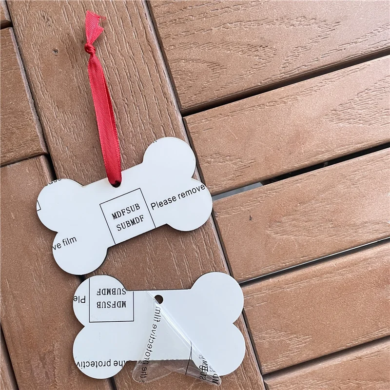MDFSUB Christmas Tree Decoration double-sided bone shape MDF sublimation Christmas pendant Sublimation Blank Mdf Ornaments