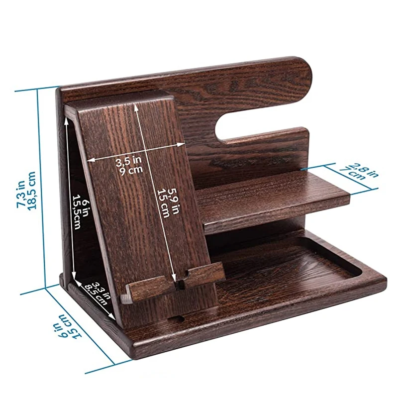 Nature Wood Phone Docking Station,Key Holder Wallet Watch Organizer Stand,Desktop desk wood mobile phone holders stand