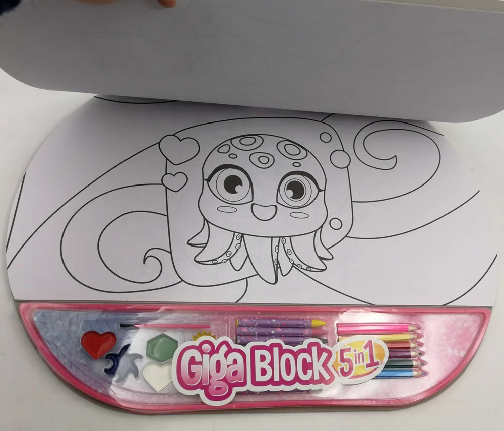kids customized 5 in 1 giga block  magazine photo hardcover  unicorn cartoon drawing colouring book for children