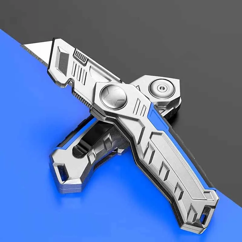 Wholesale aluminum heavy duty folding utility knife thickened tool body wear-resistant durable replaceable blade tool knife