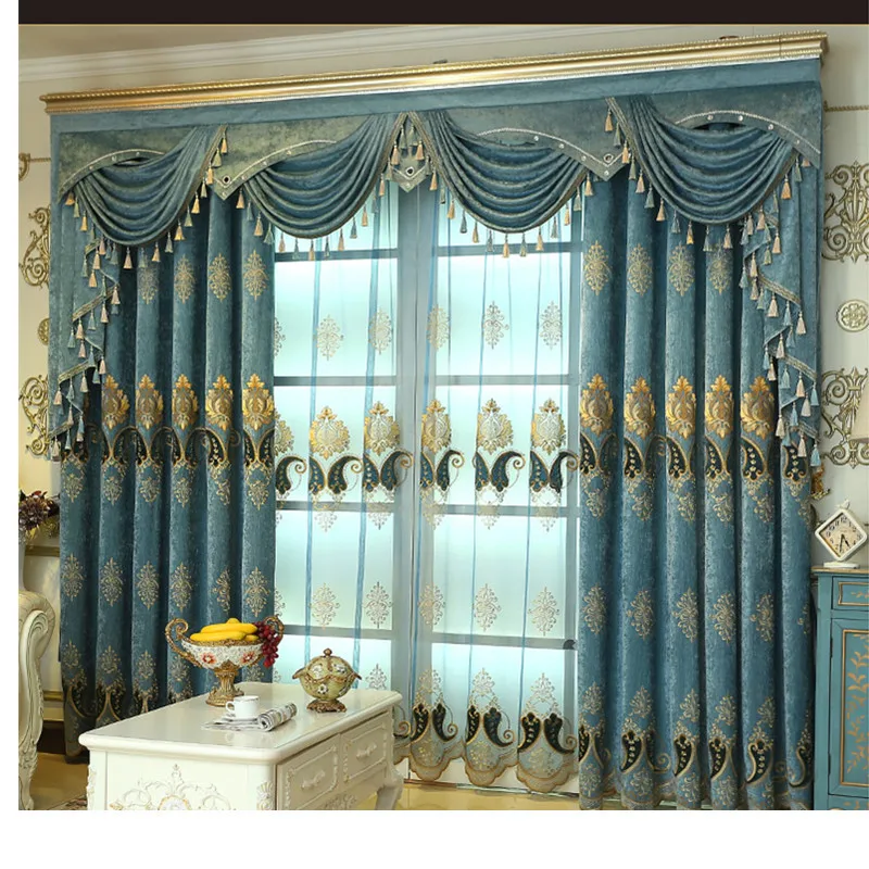 Роскошные затемняющие вышитые шторы в европейском стиле для гостиной