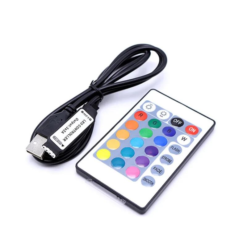 24 key mini single head smart IR remote control colorful indoor TV computer background led strip controller suit