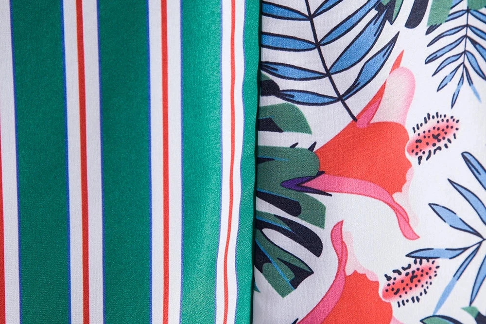 Stylish Floral Striped Short Sleeve Shirt Summer Hawaiian Beach Shirt