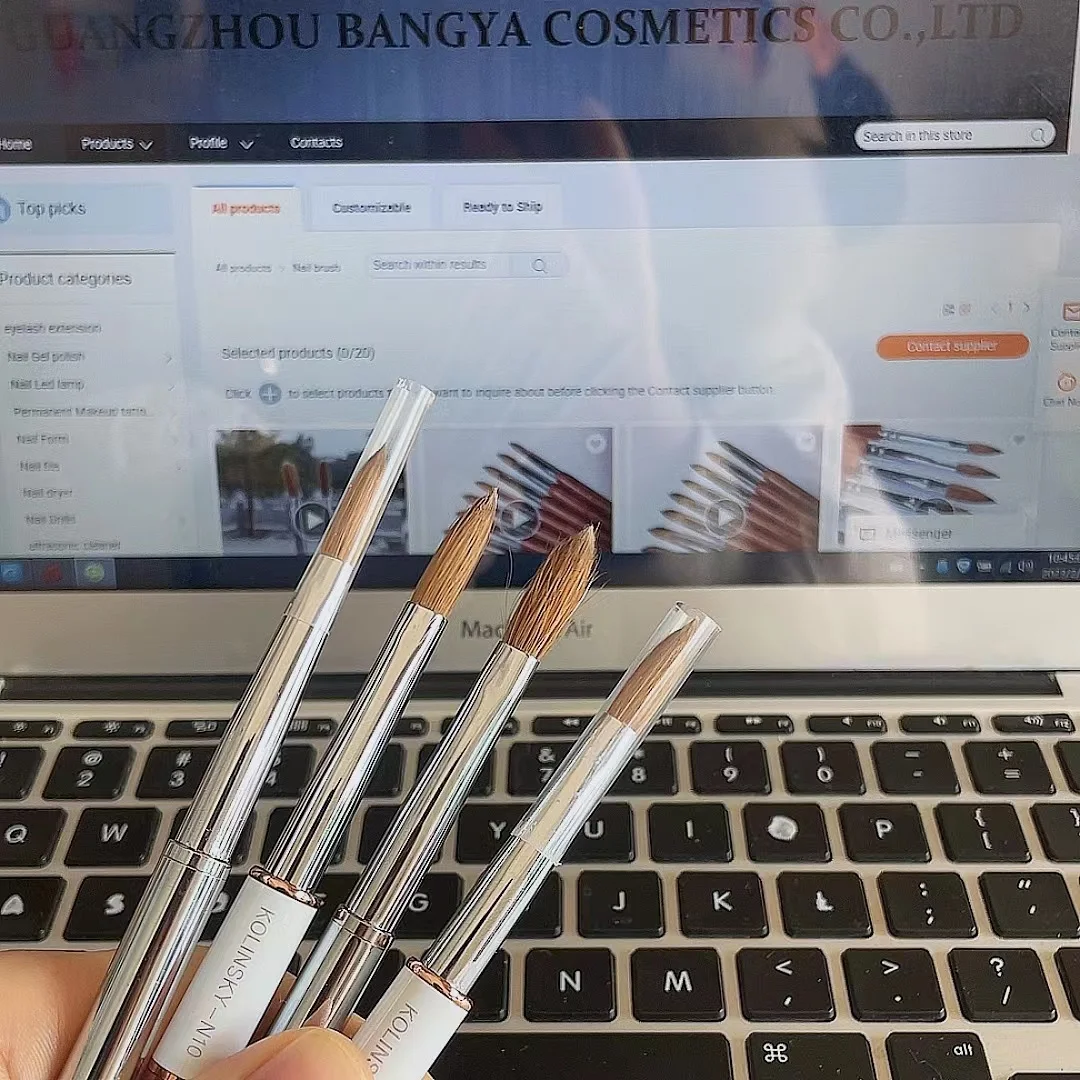 Custom Logo High quality International size 100% kolinsky sable nail brush Germany round kolinsky Acrylic Nail Brush