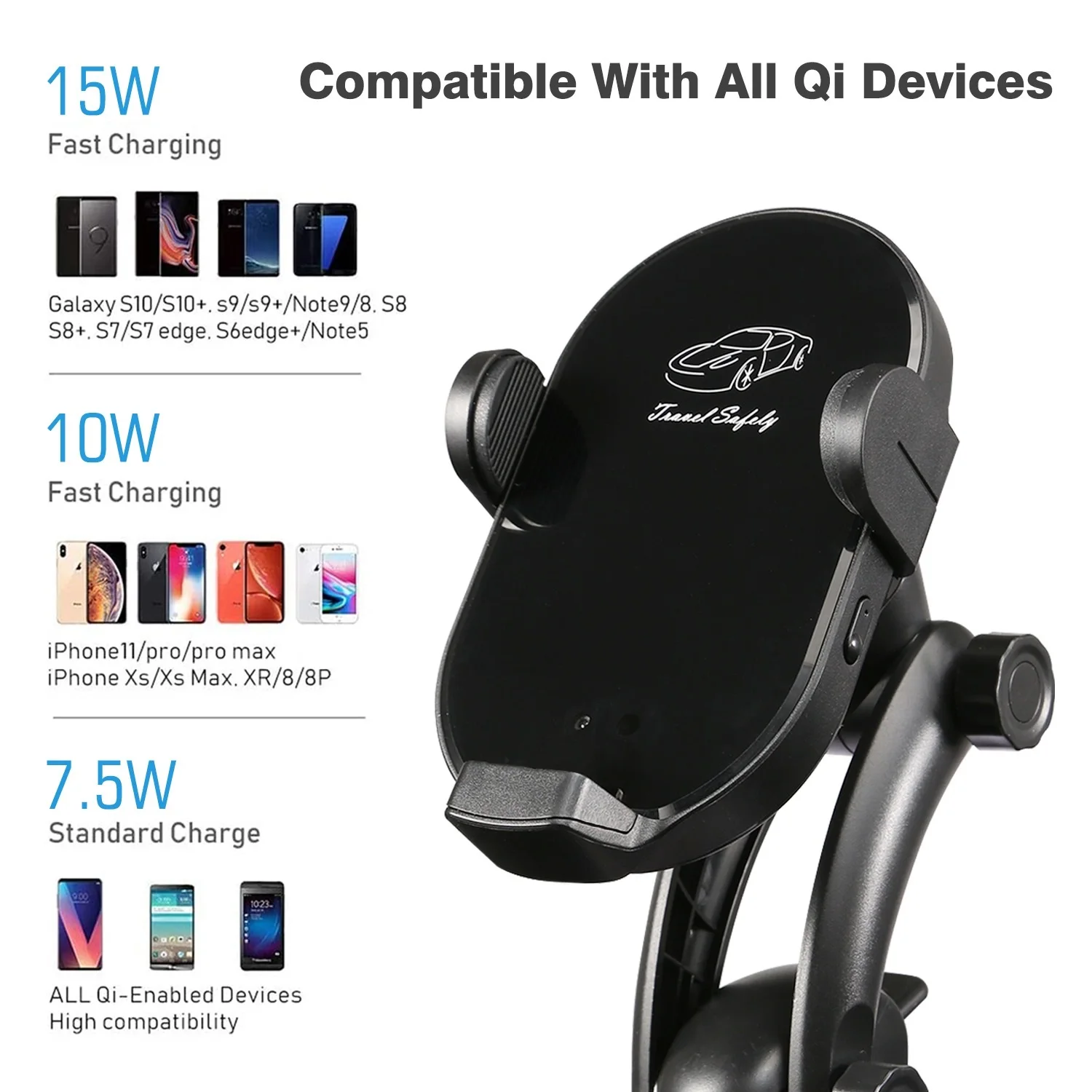 Flexible Qi wireless car charger Trending products new arrivals car wireless charger phone holder For car dashboard
