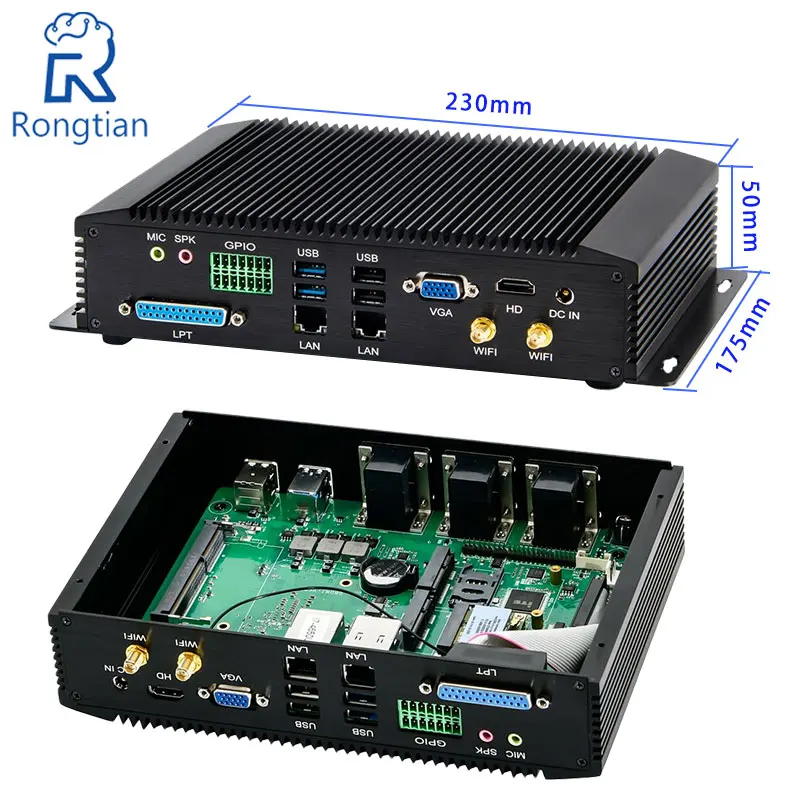 Wholesale Embedded Desktop Computer Intel Core i3 7020U Support 64GB RAM GPIO 6COM Fanless Industrial Mini PC