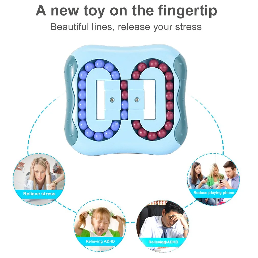 Decompression Educational Toys Rotating Magic Bean Fidget Toys Stress and Anxiety Relief Fingertip Cube plastic Toy