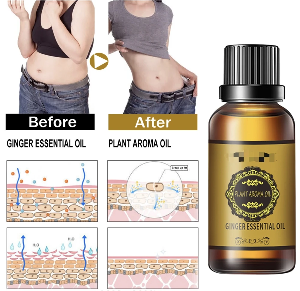 Oil Manufacturers Natural Ginger Belly Fat Drainage Oil 30ml for Lady and Man Tummy Weight-Loss Ginger Massage Body Slimming Oil