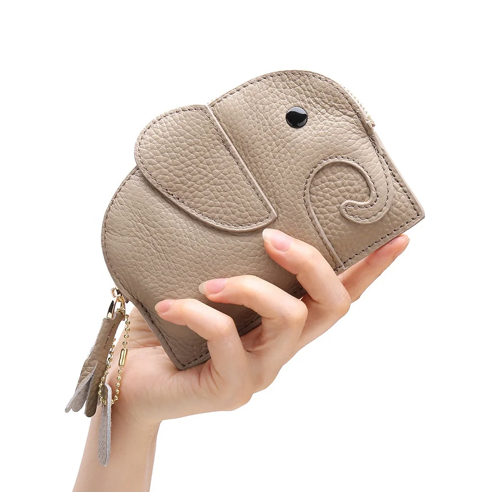 
atinfor Minimalist Women Japanese Genuine Leather Coin Purse Elephant Mini Creative Female Cute Coin Bag 