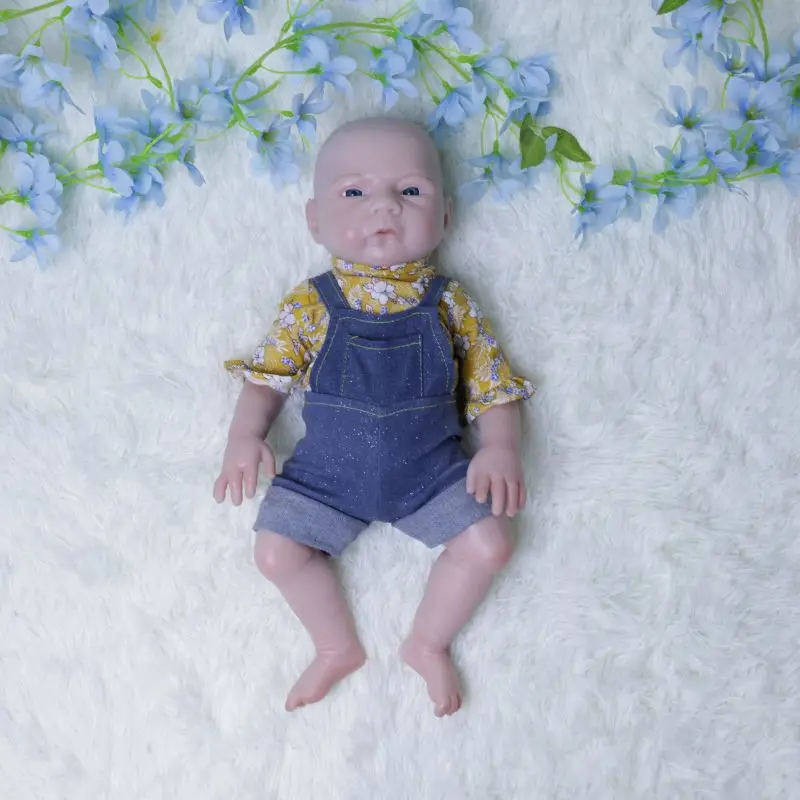 18.5inch Real Reborn Doll Baby Silicone Body(boy) Newborn Baby Lifelike Painted Skin With Pacifier bottle and outfit for gifts