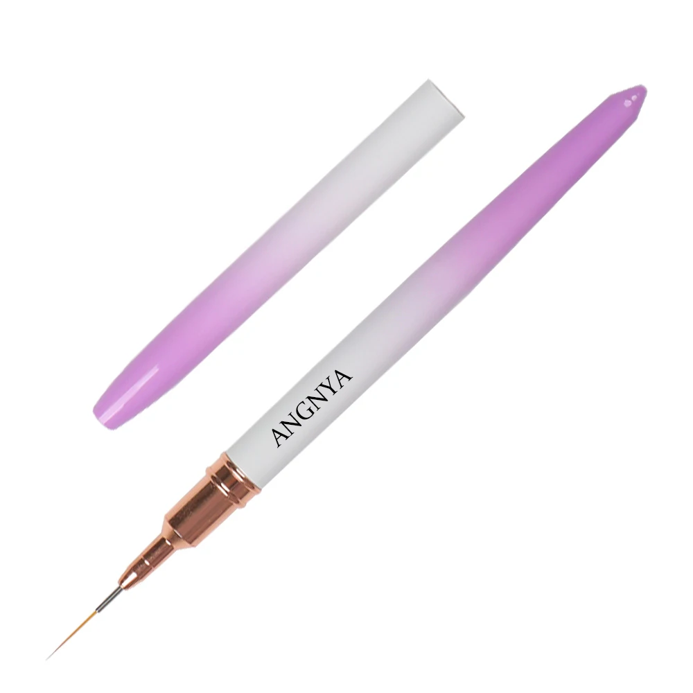 2023 Custom Logo OEM Pink Metal Handle Manicure Art Pure Kolinsky Hair Gel Brushes Sable Linework Detail Brush Nail Liner Brush