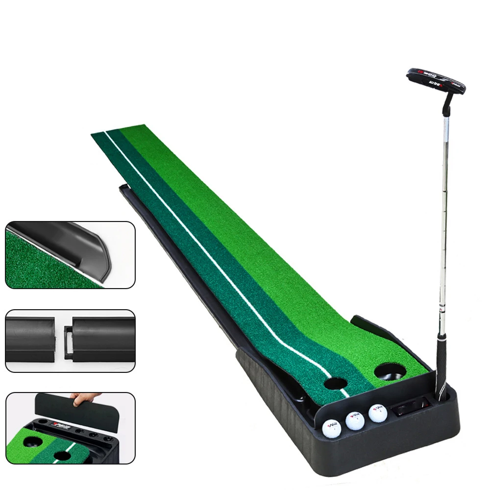 Indoor Golf Trainer with Plastic Mini Putter Miniature Lawn Trainer with Putting Mat golf rubber bottom push rod exercise device