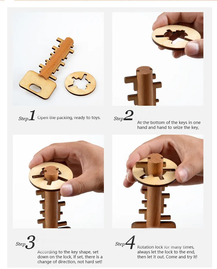 
Beech unlocking key lock disassembly adult toys for child wooden educational toys kids 