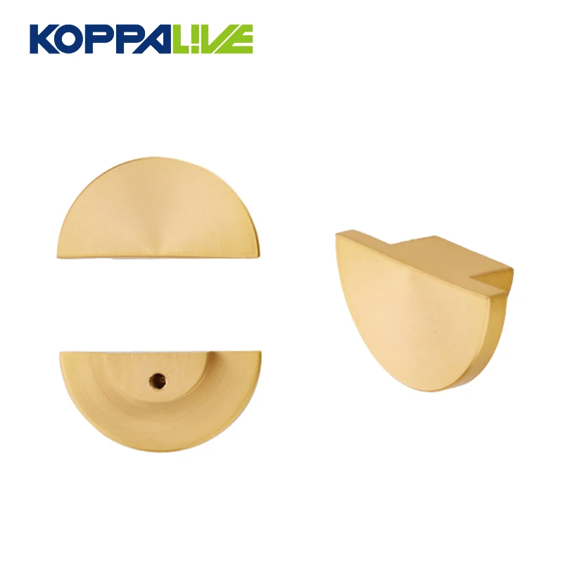 Koppalive Modern Mini Gold Satin Nickel Brass Dresser Drawer Pulls Handles Semicircle Half Moon Cabinet Knobs