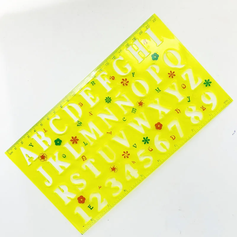 Premium Quality 2pcs/Set Classic 22cm Length Plastic Letter Drawing Stencil Ruler for Children