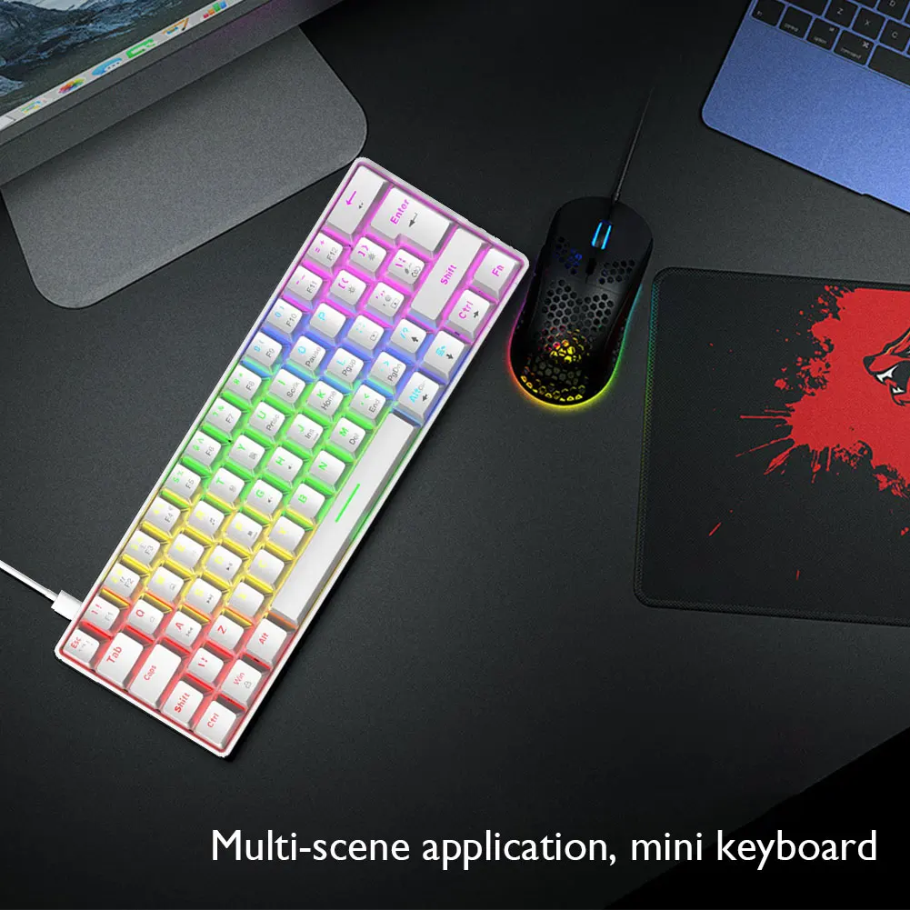 T60 Mechanical Keyboard Blue Switch 62 Keys USB Type C Wired Gaming Mechanical RGB Keyboard with 18 RGB Lights for PC Gamer