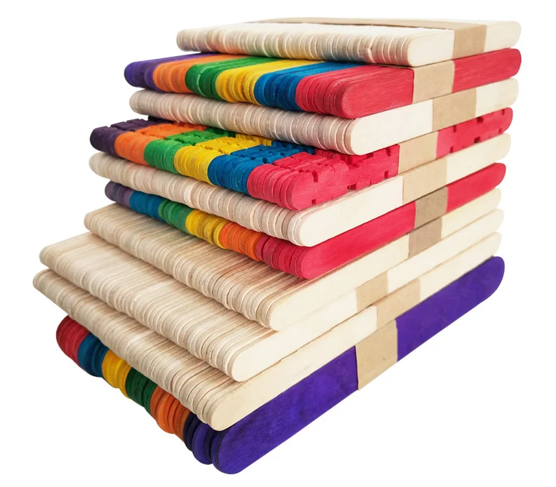 Colored natural color wooden popsicle stick color ice cream stick