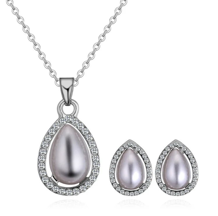 New Fashion Dubai Faux Pearl Necklace Earring bridal  wedding jewelry sets