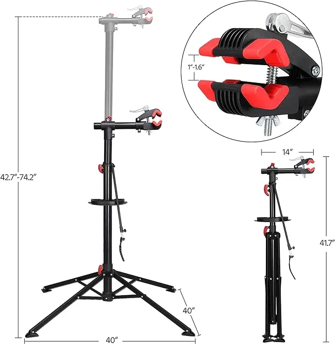 Bike Repair Stand Bicycle Workshop Stand Height Adjustable Bike Maintenance Rack with Tool Tray for Road &Mountain Bikes