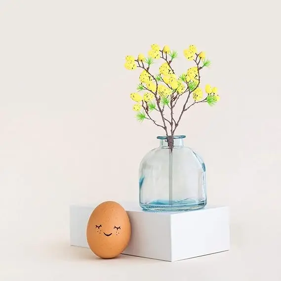 4 Spotted egg cut Foam Easter Egg decorative stick Fake bendable stick table decoration flower arrangement