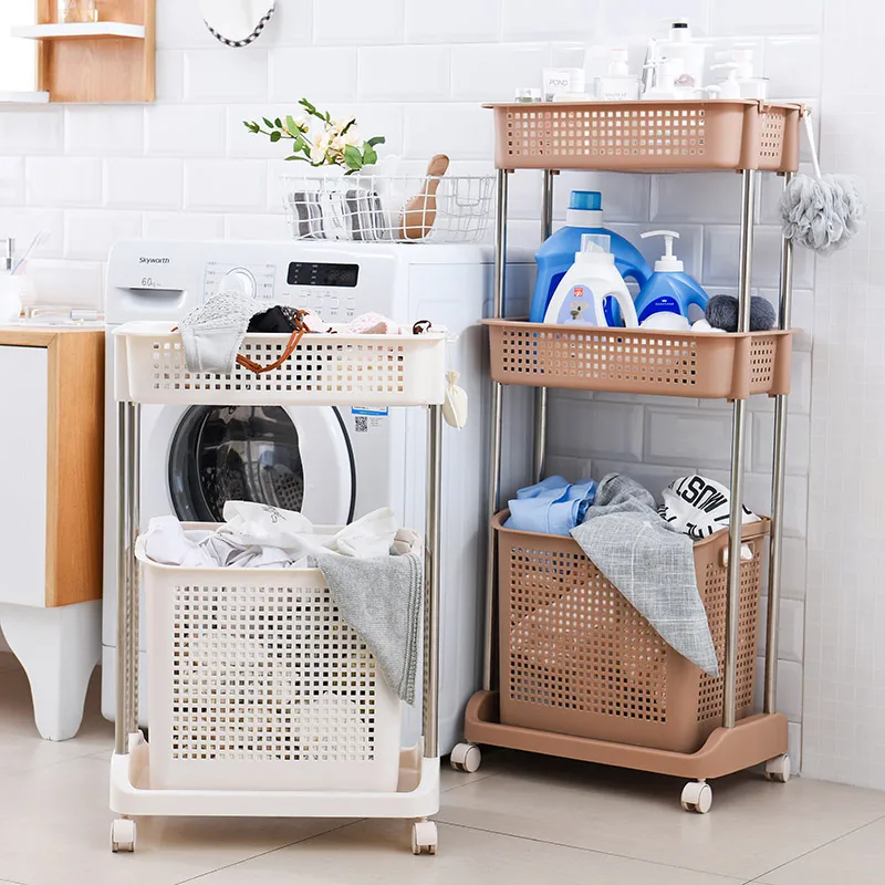 High Quality Plastic laundry hamper on wheels 2 tier laundry hamper basket bathroom laundry hamper with wheels