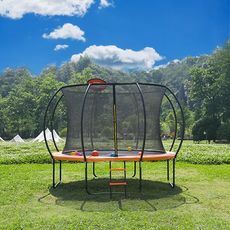 Zoshine Outdoor Recreational Trampoline 10FT/12FT/14FT Kids Adults Free Jump Game APP Straight Poles Backyard Fun Enclosure