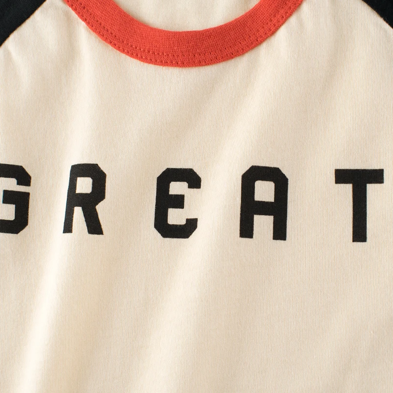 140 Grams Anti-Pilling Letter Apricot 100% Cotton Knitted Short Sleeve Boys T Shirts