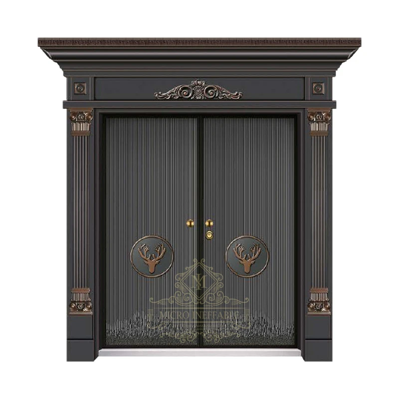 Egyptian Revial Style Double Hot Dip Galvanized Steel Door Front Entry Door Security Entrance Door