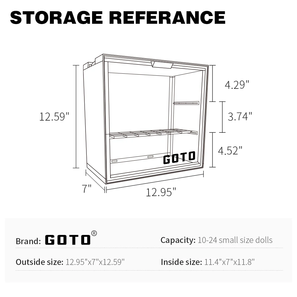 GOTO  Clear Assemble Display Box, Doll Display Storage Case, Stackable Show Case for Pop Mart, Lego, Collectibles, Toys