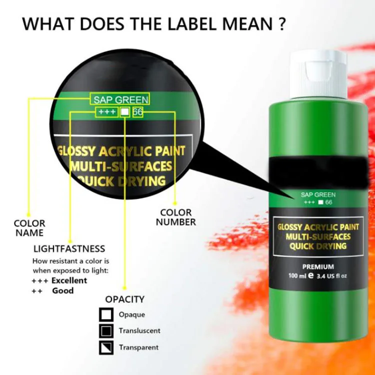 Acrylic Paint Set 18 Colors /Tubes 100ml 3.4 Oz  Non Toxic Non Fading Rich Pigments for Artist Hobby Painters Adults & Kids