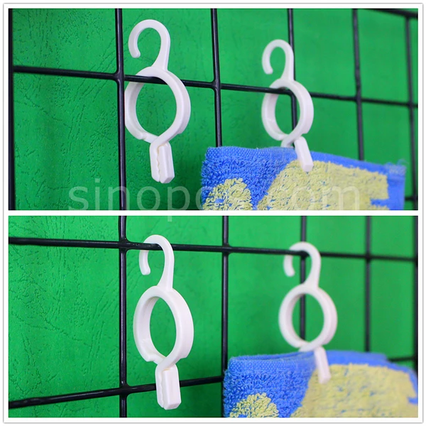 100pack Plastic Clear Scarf Hanger, fabric swatch display clip grid wall hat rug socks gloves photo twist loop ring snap hooks