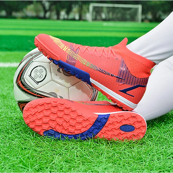 Professional High Top Ankle Football Breathable Fly Mesh Custom Soccer Cleats Shoe For Men