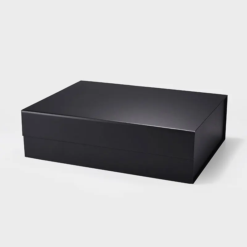 Wholesale stock large deluxe plain matte black rigid magnetic gift present box packaging