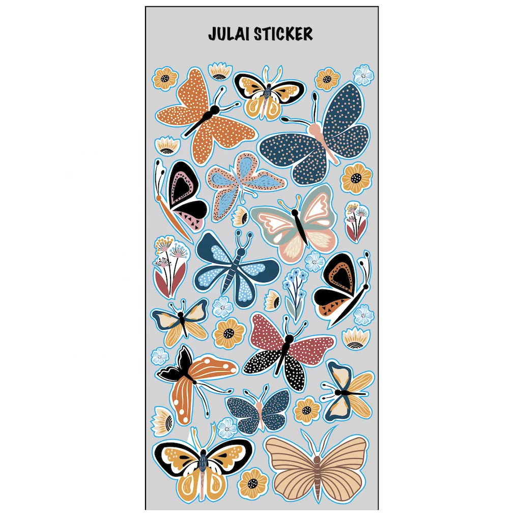 Wholesale Die Cut Fuzzy Sticker Sheet - Butterflies / Journal Stickers, Planner Stickers, Scrapbook Stickers For Decorations