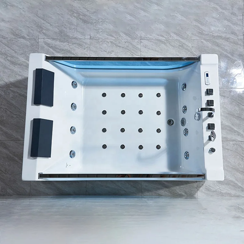 New Surfing Design Freestanding Big Air Jet Bubble 2 Person Functional Acrylic Hydro Spa Massage Glass Whirlpool Bathtub